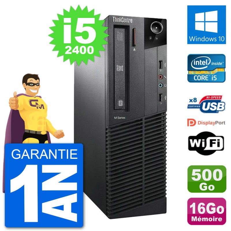 Lenovo M91p SFF Desktop Computer - Intel i5-2400, 16GB RAM, 500GB HDD, Windows 10, WiFi