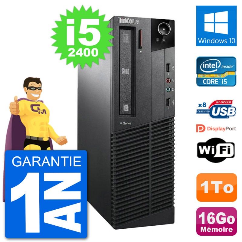 Lenovo M91p SFF Desktop PC - Intel Core i5-2400, 16GB RAM, 1TB HDD, Windows 10, WiFi