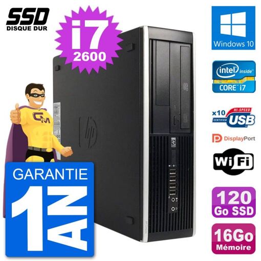 PC de escritorio HP 8200 Elite SFF - Procesador Intel i7-2600, 16 GB de RAM, SSD de 120 GB, Windows 10, WiFi