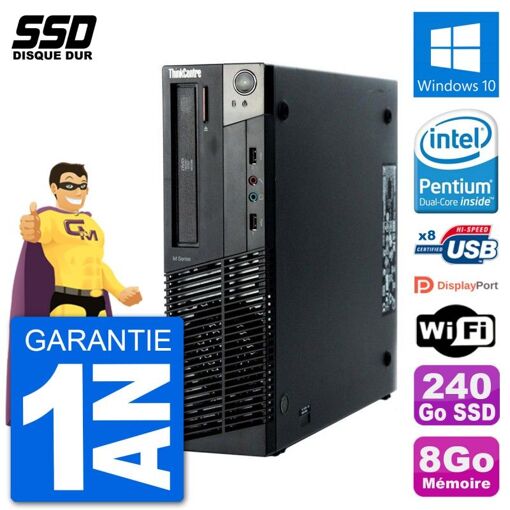 PC de escritorio Lenovo ThinkCentre M92p SFF - Procesador Intel G630, 8 GB RAM, 240 GB SSD, Windows 10, WiFi