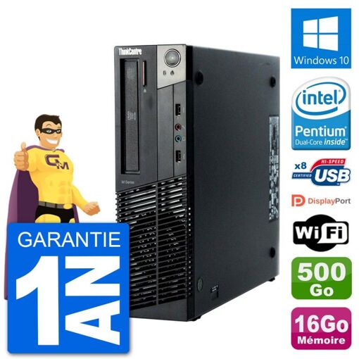PC de escritorio Lenovo M92p SFF - Procesador Intel Pentium G630, 16GB de RAM, 500GB HDD, Windows 10, WiFi