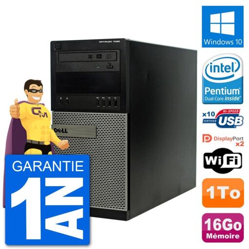 PC de escritorio Dell Optiplex 7020 - Procesador Intel Pentium G3220, 16GB de RAM, 1TB HDD, Windows 10, WiFi