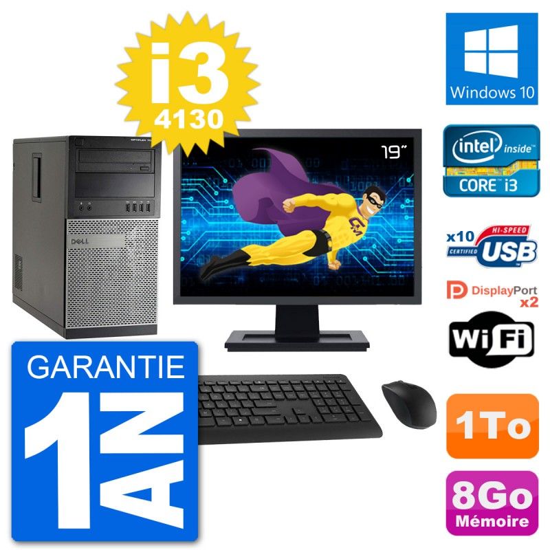 Dell Optiplex 7020 Desktop Computer, 19" Screen, Intel i3-4130, 8GB RAM, 1TB Hard Drive, Windows 10, WiFi