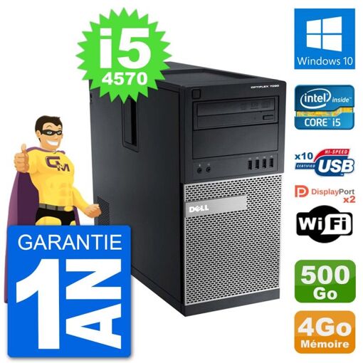 PC de escritorio Dell Optiplex 7020 - Procesador Intel Core i5-4570, 4GB de RAM, 500GB HDD, Windows 10, WiFi