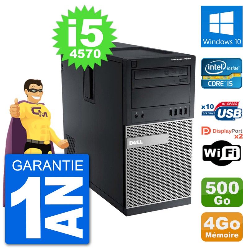 Dell Optiplex 7020 Desktop PC - Intel Core i5-4570, 4GB RAM, 500GB HDD, Windows 10, WiFi