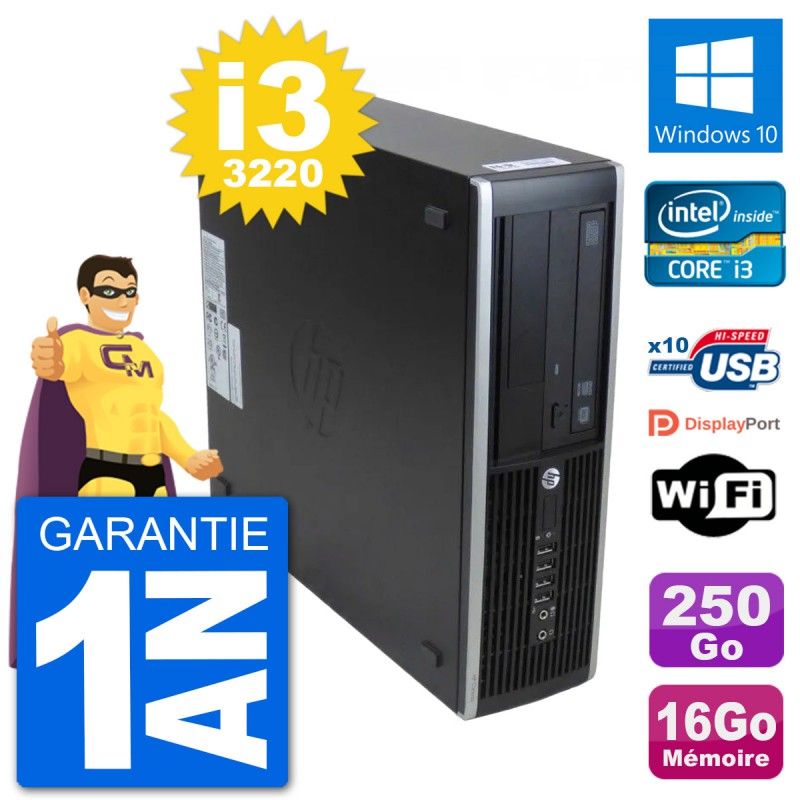 HP 8300 Elite SFF PC - Intel i3-3220, 16GB RAM, 250GB HDD, Windows 10, WiFi