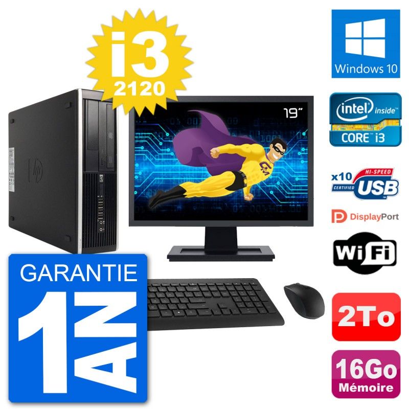 HP 8300 Elite SFF Desktop PC | 19" Screen | Intel i3-2120 | 16GB RAM | 2TB HDD | Windows 10