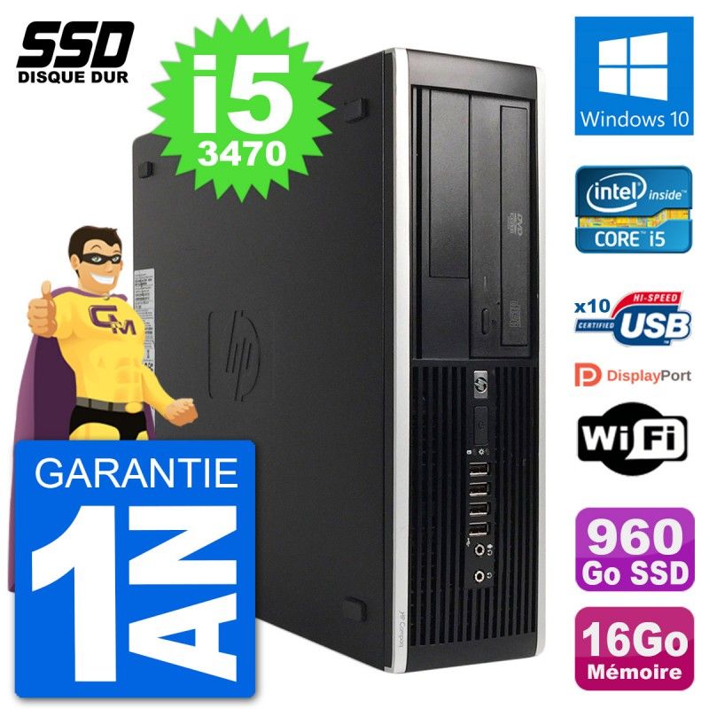 HP 8300 Elite SFF PC - Intel i5-3470, 16GB RAM, 960GB SSD, Windows 10, WiFi