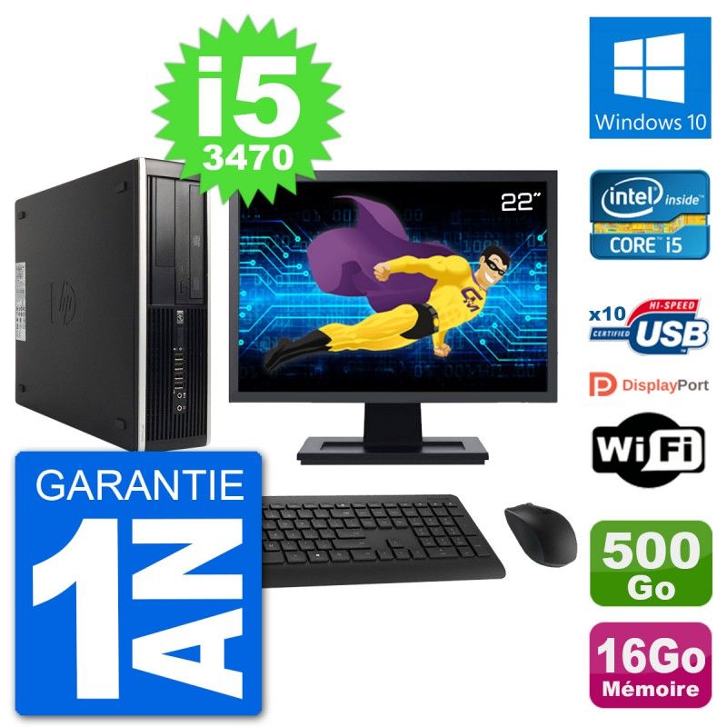 HP 8300 SFF Computer - 22" Screen, Intel i5-3470, 16GB RAM, 500GB Disk