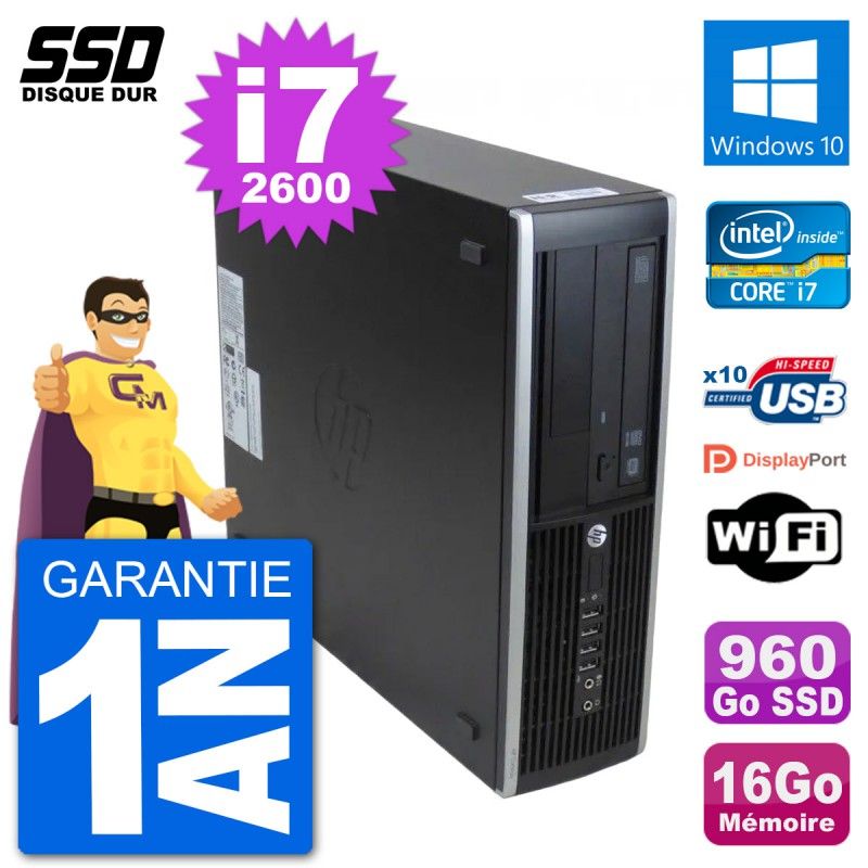 Ordinateur de bureau HP 8300 Elite SFF - Intel i7, 16 Go de RAM, 960 Go SSD, Windows 10