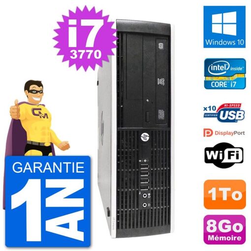 PC de escritorio HP 8300 Elite SFF - Intel i7-3770, 8 GB de RAM, Disco duro de 1 TB, Windows 10, WiFi
