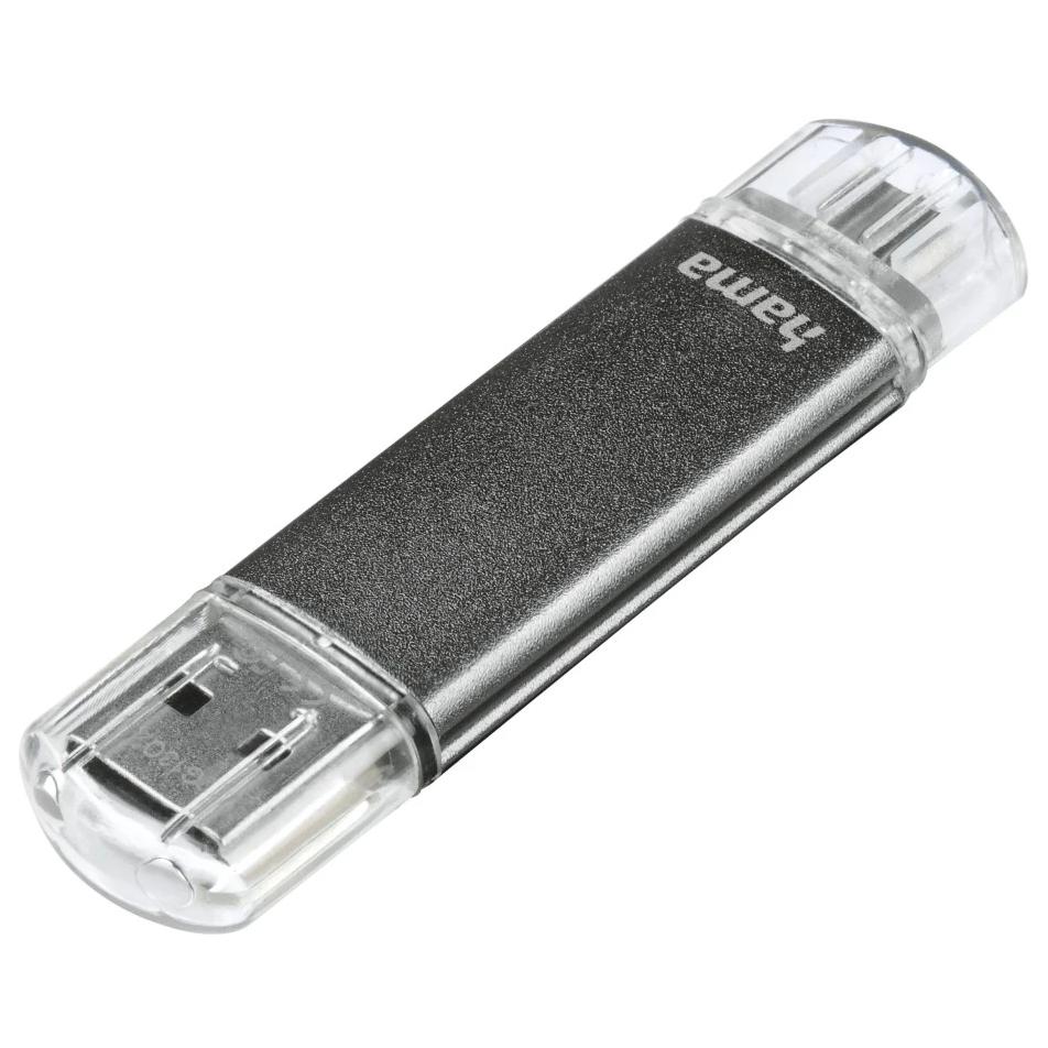 Lecteur flash Hama Laeta Twin 128 Go USB 2.0 Gris