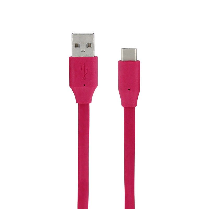 Metronic USB Type C to A 2.0 Flat Cable, 1m, Fuchsia