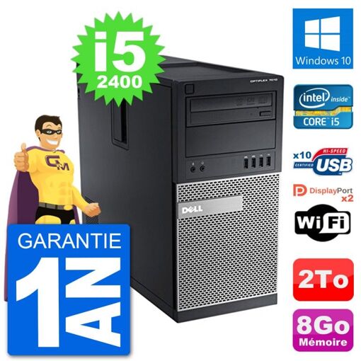 PC de escritorio Dell Optiplex 7010 - Procesador Intel Core i5-2400, 8 GB de RAM, Disco duro de 2 TB, Windows 10, WiFi