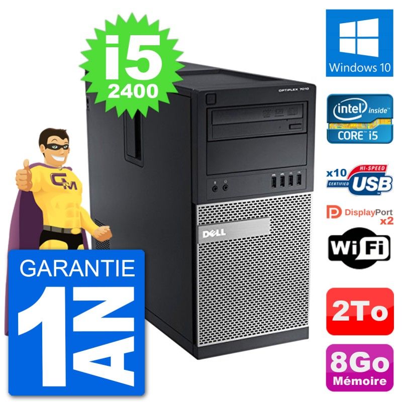 Dell Optiplex 7010 Desktop PC - Intel Core i5-2400, 8GB RAM, 2TB HDD, Windows 10, WiFi