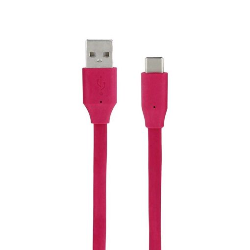 Câble de données et de charge Mooov USB-C à USB-A plat, 1 m, framboise