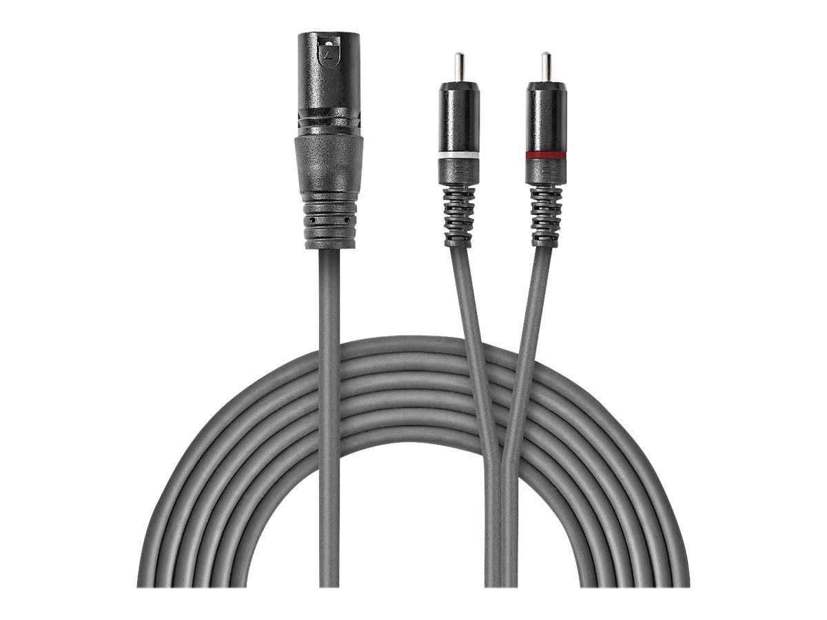 Cable de audio Nedis OnStage - 3 m, XLR3 macho a RCA macho, gris oscuro