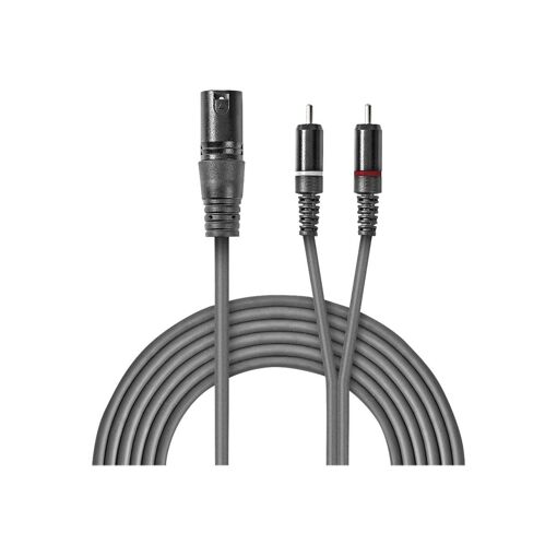 Câble audio Nedis OnStage - 3 m, XLR3 mâle vers RCA mâle, gris foncé