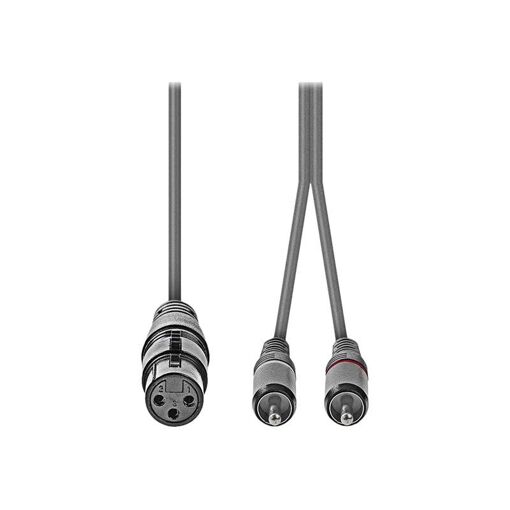 Nedis OnStage Audio Cable - 1.5m, 2x RCA Male to XLR3 Female - Dark Grey