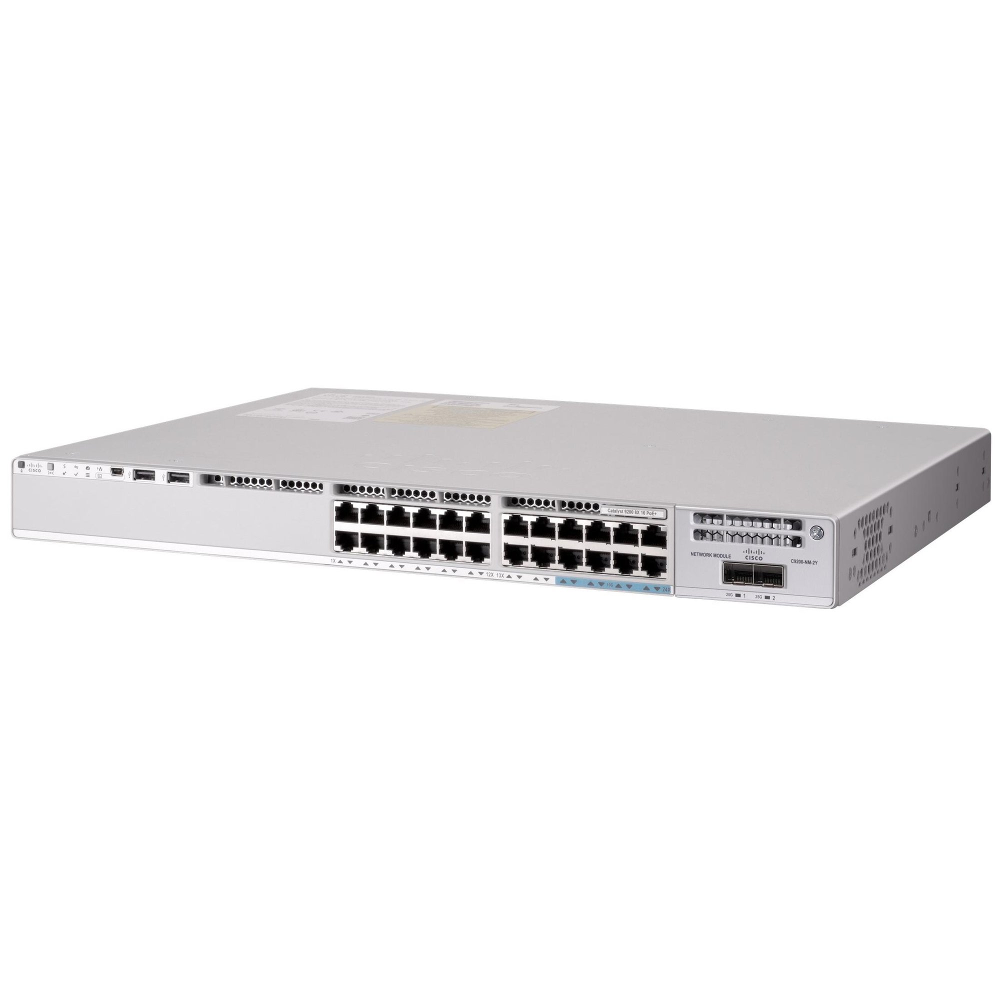 Conmutador Cisco Catalyst 9200L - Ventaja de Red - C3 Gestionado - 8 x 100/1000/2.5G/5G/10GBase-T + 16 x 10/100/1000 (PoE+) + 4 x SFP+ 10G (subida)