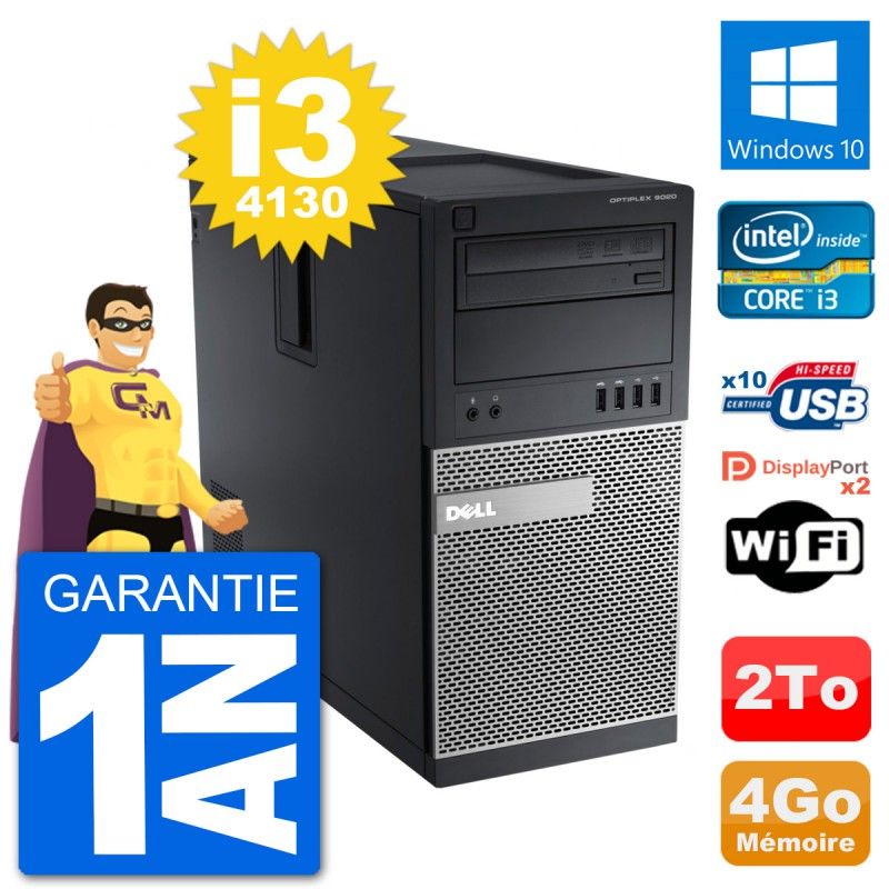 Dell Optiplex 9020 Desktop PC - Intel Core i3-4130, 4GB RAM, 2TB HDD, Windows 10, WiFi