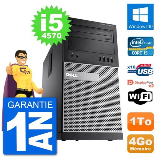 PC de escritorio Dell Optiplex 9020 - Procesador Intel Core i5-4570, 4GB de RAM, Disco duro de 1TB, Windows 10, WiFi