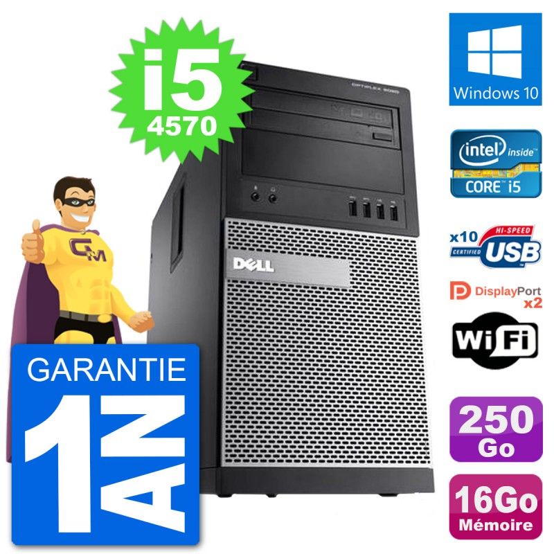 Dell Optiplex 9020 Desktop Computer - Intel Core i5-4570, 16GB RAM, 250GB HDD, Windows 10, WiFi