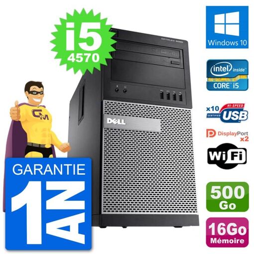 PC de escritorio Dell Optiplex 9020 - Procesador Intel Core i5-4570, 16GB de RAM, 500GB HDD, Windows 10, WiFi