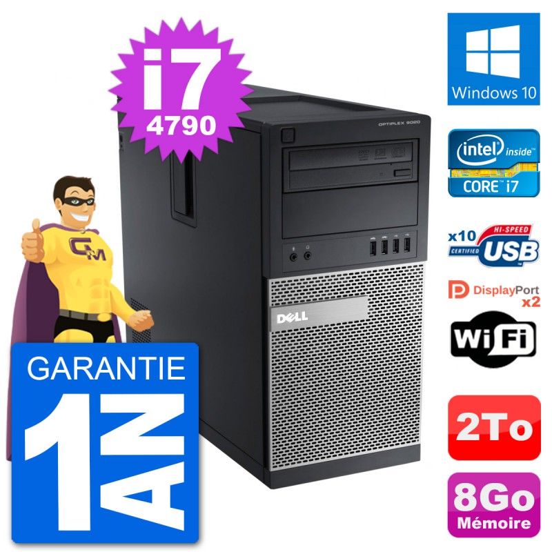 Dell Optiplex 9020 Desktop PC - Intel Core i7-4790, 8GB RAM, 2TB HDD, Windows 10, WiFi