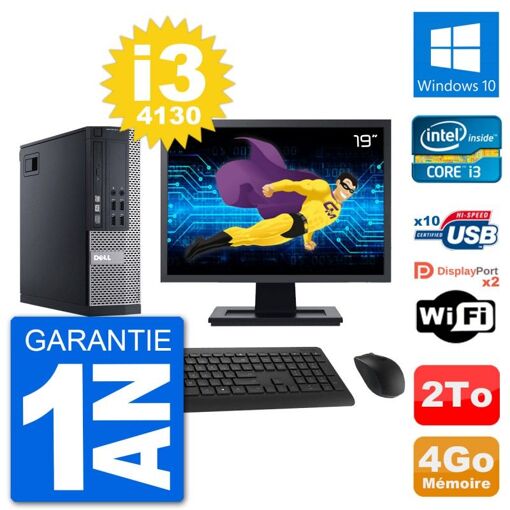 Computadora Dell Optiplex 9020 SFF - Pantalla de 19', Intel i3-4130, 4 GB de RAM, Disco duro de 2 TB, Windows 10, WiFi