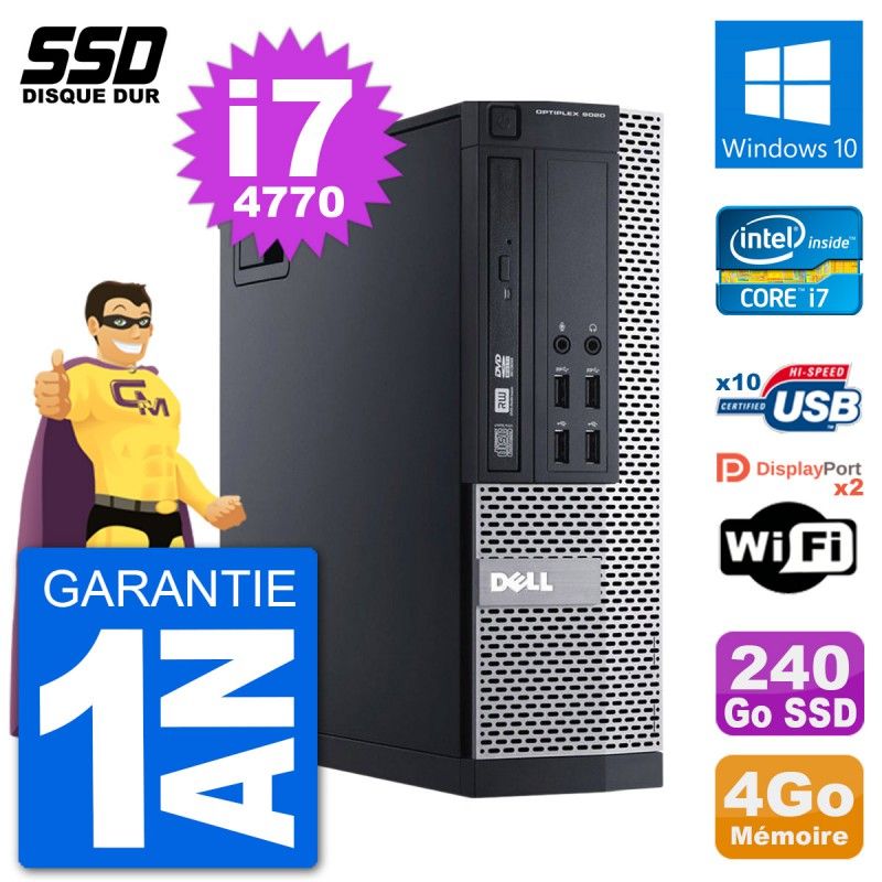 Dell OptiPlex 9020 SFF Desktop PC - Intel Core i7, 4GB RAM, 240GB SSD, Windows 10