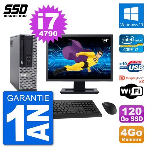 Computadora Dell Optiplex 9020 SFF - Pantalla de 19', Procesador Intel Core i7-4790, 4GB de RAM, Disco SSD de 120GB, Windows 10, WiFi