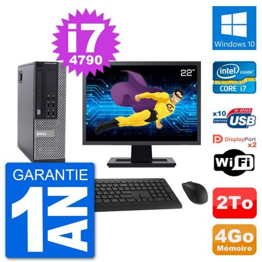 Computadora Dell Optiplex 9020 SFF - Pantalla de 22', Intel i7-4790, 4 GB de RAM, Disco duro de 2 TB, Windows 10, WiFi