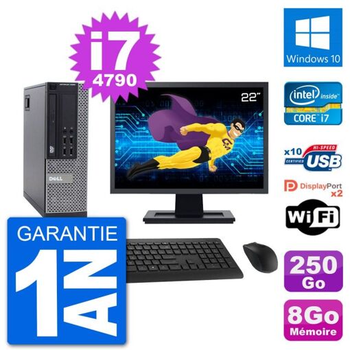 Computadora Dell Optiplex 9020 SFF - Pantalla de 22'', Procesador Intel i7-4790, 8GB de RAM, Disco duro de 250GB, Windows 10, WiFi