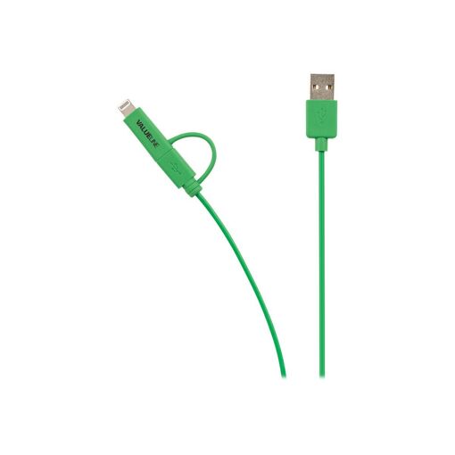 Nedis Valueline 1m USB to Micro-USB & Lightning Data/Charging Cable - Green