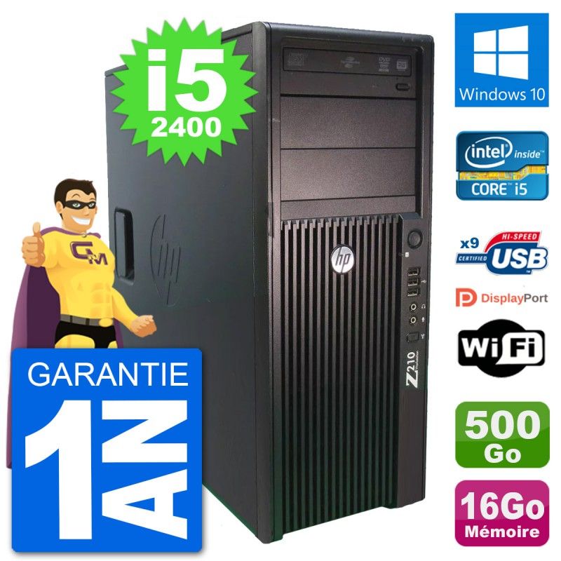 HP Z210 Workstation PC - Intel Core i5, 16GB RAM, 500GB HDD, Windows 10, WiFi