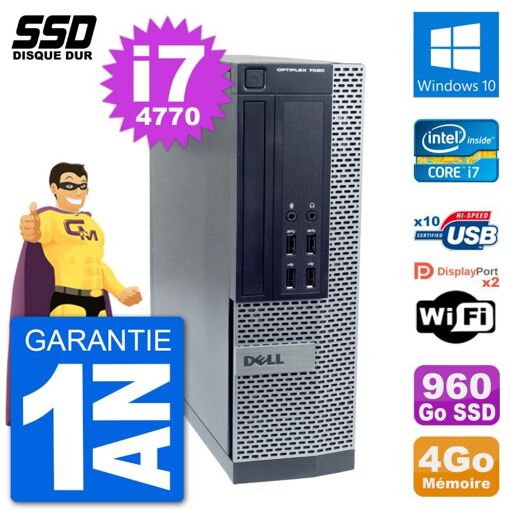 PC Dell OptiPlex 7020 SFF - Intel i7-4770, 4GB RAM, 960GB SSD, Windows 10, WiFi