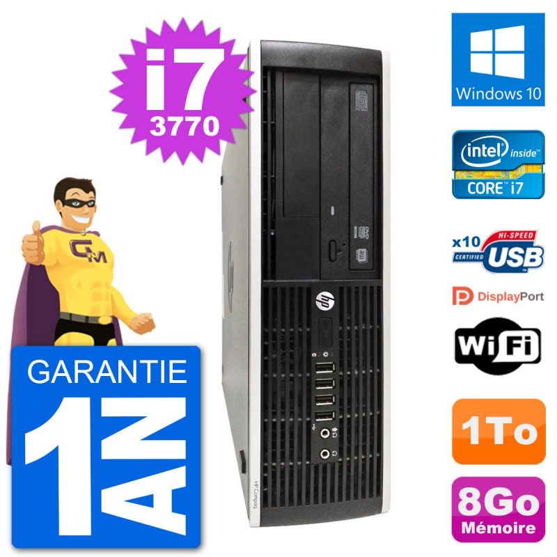HP Compaq Pro 6300 SFF Desktop PC - Intel i7-3770, 8GB RAM, 1TB HDD, Windows 10, WiFi