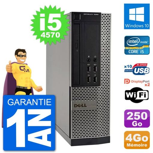 PC de escritorio Dell OptiPlex 7020 SFF - Intel i5-4570, 4GB RAM, Disco duro 250GB, Windows 10, WiFi