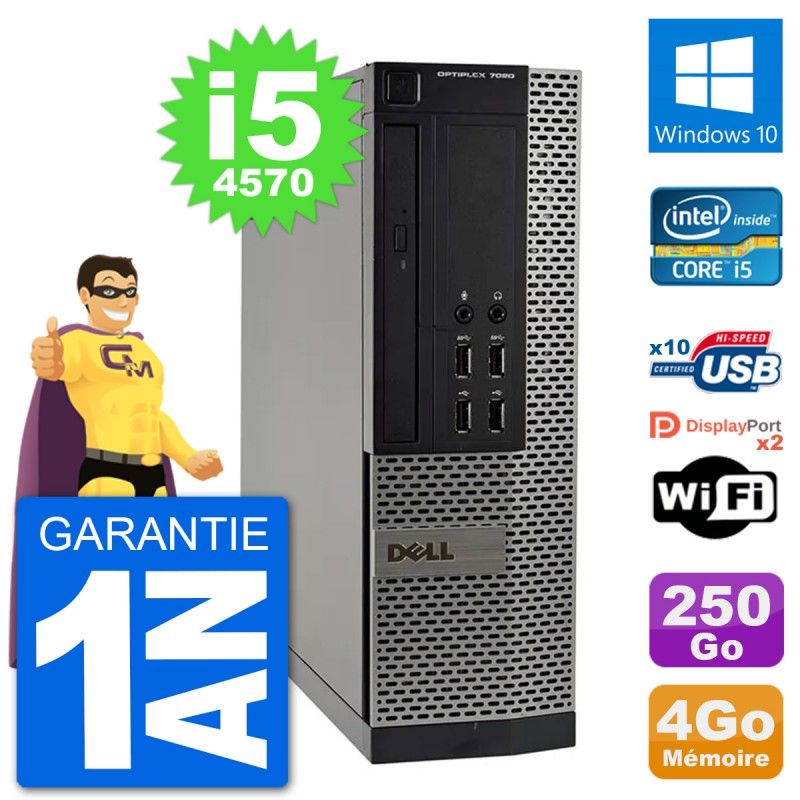 Dell OptiPlex 7020 SFF Desktop PC - Intel i5-4570, 4GB RAM, 250GB HDD, Windows 10, WiFi