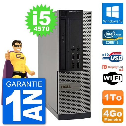 Computadora Dell OptiPlex 7020 SFF - Procesador Intel Core i5-4570, 4GB de RAM, Disco duro de 1 TB, Windows 10, WiFi