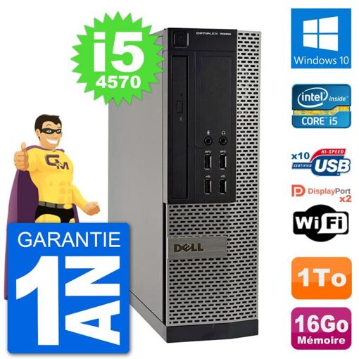 PC de escritorio Dell OptiPlex 7020 SFF - Procesador Intel i5-4570, 16GB de RAM, 1TB HDD, Windows 10, WiFi