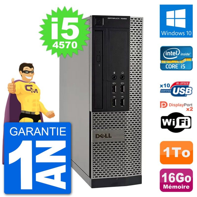 Dell OptiPlex 7020 SFF Desktop PC - Intel i5-4570, 16GB RAM, 1TB HDD, Windows 10, WiFi