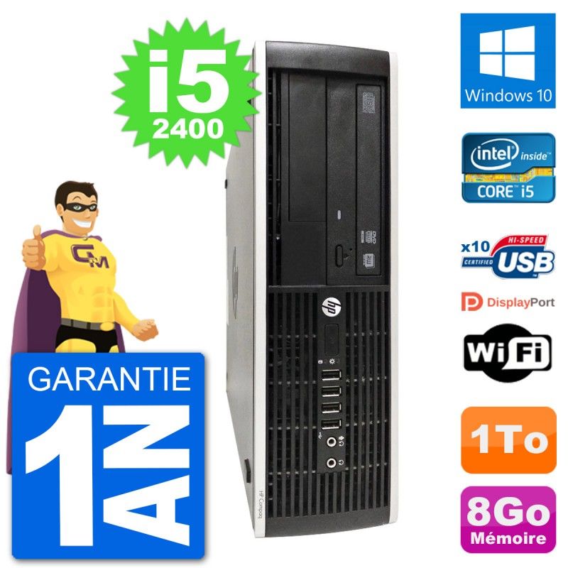 HP Compaq Pro 6300 SFF Desktop PC - Intel i5-2400, 8GB RAM, 1TB HDD, Windows 10, WiFi