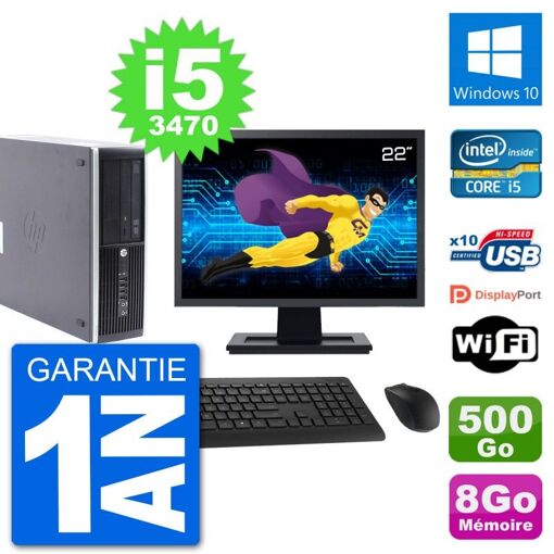 PC de escritorio HP Compaq Pro 6300 SFF - Pantalla de 22', i5-3470, 8GB RAM, 500GB HDD, Windows 10, WiFi