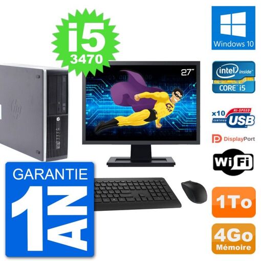 PC de escritorio HP Compaq Pro 6300 SFF | Pantalla de 27'' | i5-3470 | 4 GB RAM | Disco duro de 1 TB | Windows 10 | WiFi