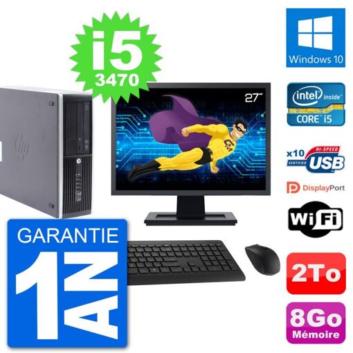 PC HP Compaq Pro 6300 SFF - Pantalla de 27'', i5-3470, 8GB de RAM, disco duro de 2TB, Windows 10, WiFi