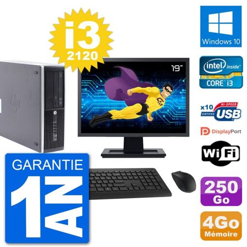 PC de escritorio HP Compaq Pro 6300 SFF - Pantalla de 19'', i3-2120, 4GB RAM, 250GB HDD, Windows 10, WiFi