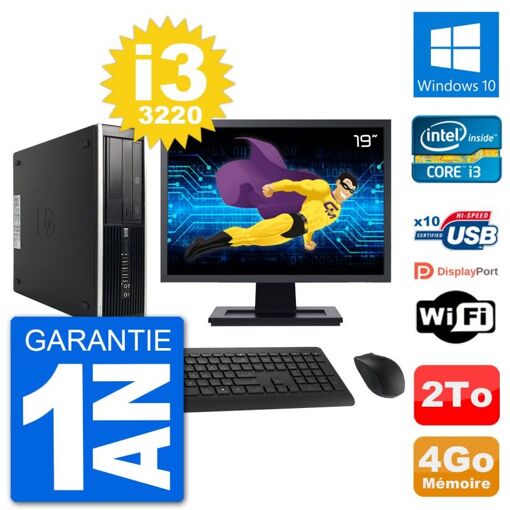 PC de escritorio HP Compaq Pro 6300 SFF - Pantalla de 19', Intel Core i3-3220, 4 GB de RAM, Disco duro de 2 TB, Windows 10, WiFi
