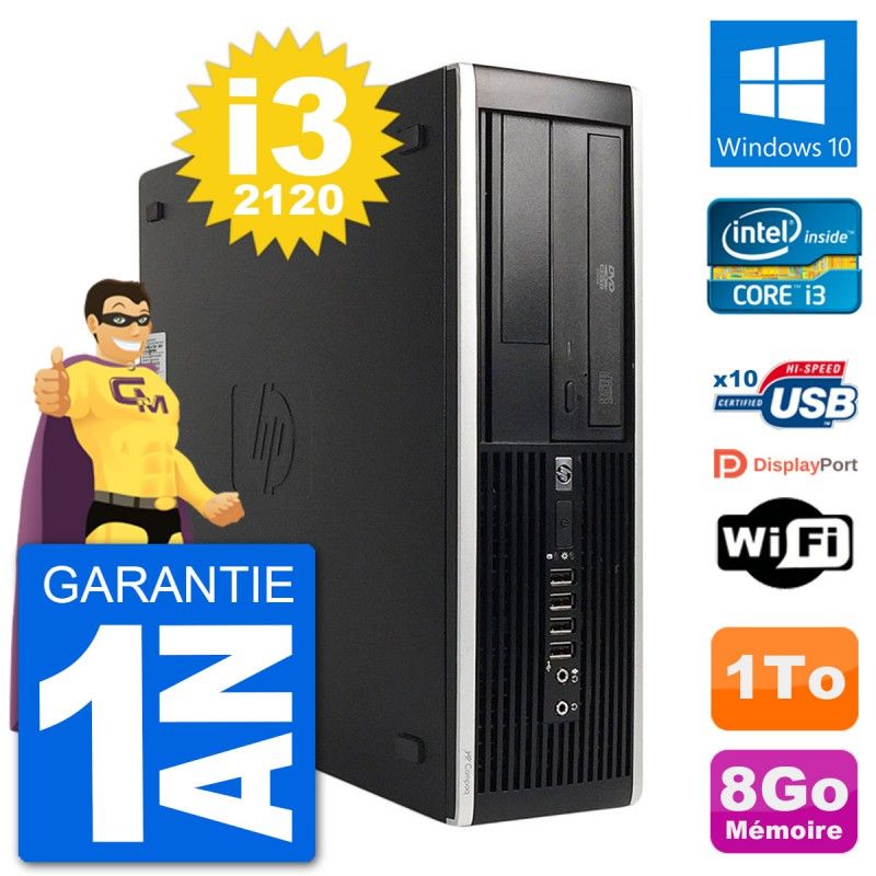 HP Compaq 6200 Pro SFF Desktop PC - Intel i3-2120, 8GB RAM, 1TB HDD, Windows 10, WiFi